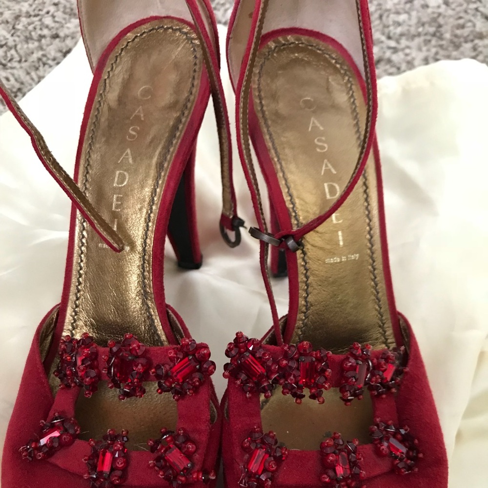 Casadei red suede heels 👠